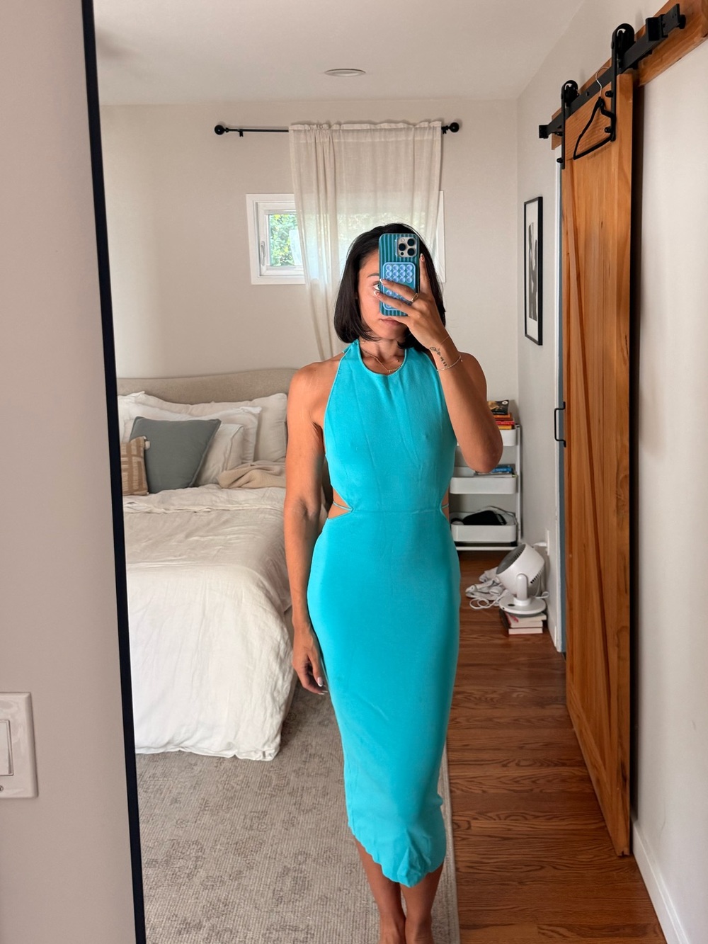Zara Turquoise Halter Midi Dress